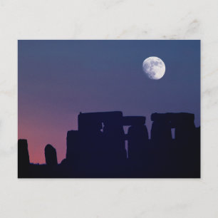 Maan boven Stonehenge   Wiltshire, Engeland Briefkaart
