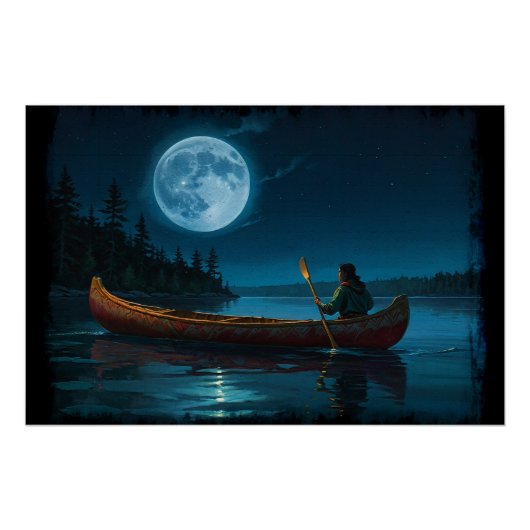 Maan boven Vancouver Island en Kano Perfect Poster (Voorkant)