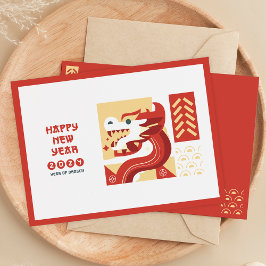 Maan Chinees Nieuwjaar 2024 Jaar van de Draak Feestdagenkaart