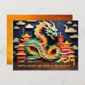 Maan Chinees Nieuwjaar van de Draak 2024 HPC Feestdagenkaart (Voorkant / Achterkant)