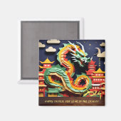 Maan Chinees Nieuwjaar van de Draak 2024 SqM1 Magneet (Voorkant / Achterkant)