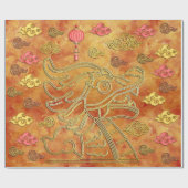 Maan Chinees Rode Goud Nieuwjaar van de Draak 2024 Cadeaupapier (Vlak)