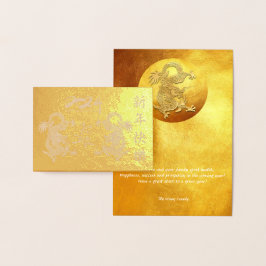 Maan Chinese Gouden Draak Nieuwjaar 2024 Luxe GC Folie Kaarten