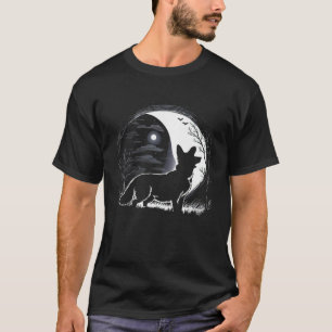 Maan Corgi Huilende Hond Silhouet Halloween 1 T-shirt