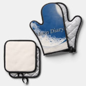 Maan dagboek ovenwant & pannenlap set (Voorkant / Achterkant)
