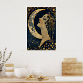 Maan Dame Art Deco Print Hemels Vintage Muur (Keuken)