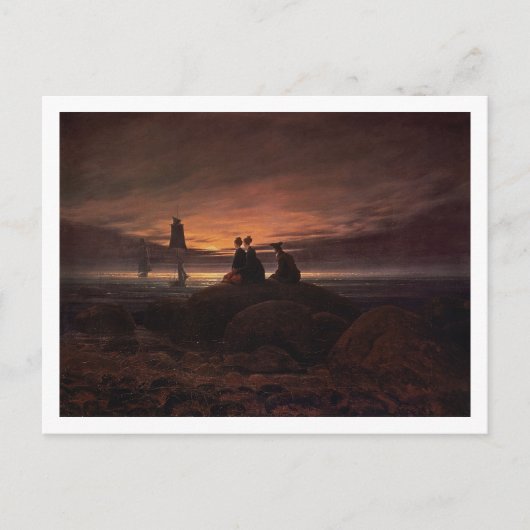 Maan die over Zee, 1822 toenemen (olie op canvas) Briefkaart (Voorkant)