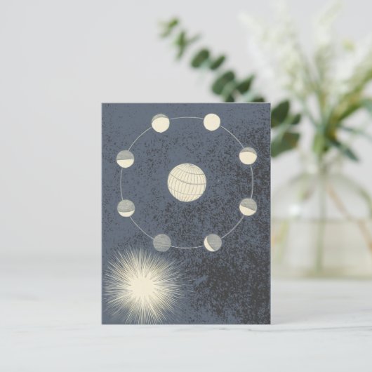 Maan en Aarde Rotatie - Verjaardag Space Artwork Briefkaart (Staand voorkant)