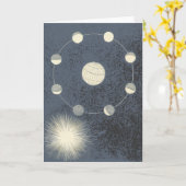 Maan en Aarde Rotatie - Verjaardag Space Artwork Kaart (Gele Bloem)