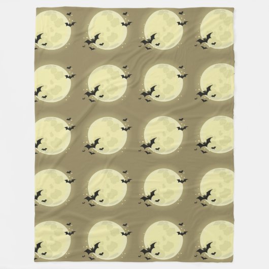 Maan en Bat Silhouet Patroon Fleece Deken (Voorkant)