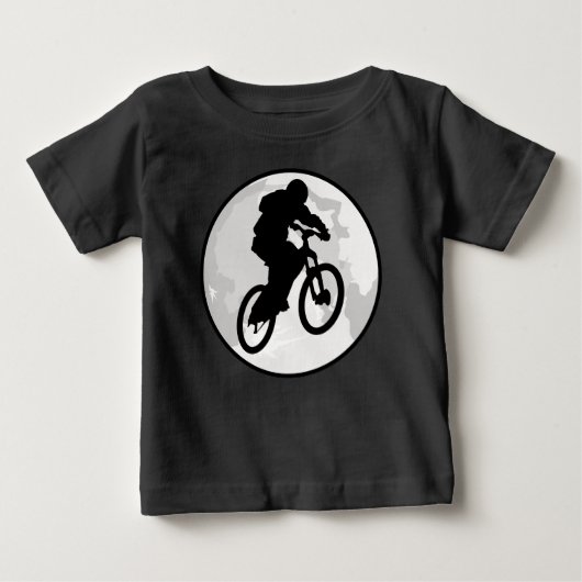 Maan en bergfietser springen silhouet (Voorkant)