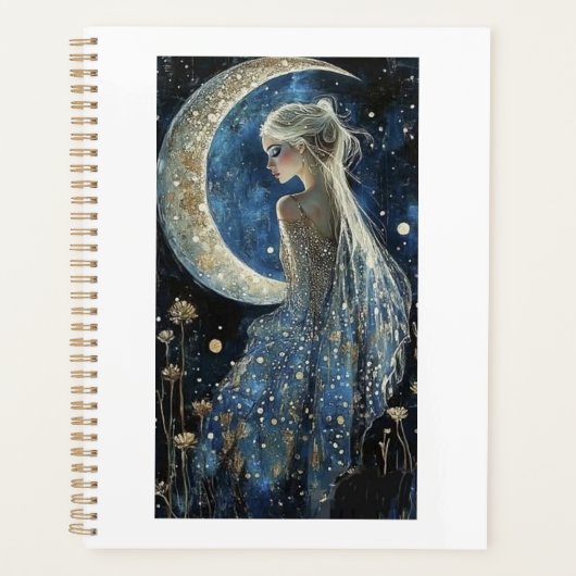 Maan en dame ontwerpnotitieboek planner (Voorkant)