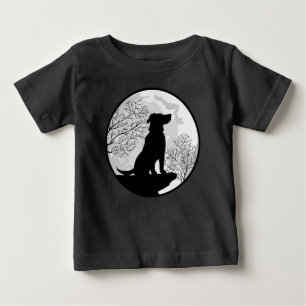 Maan en Hond Nacht Silhouet in de Wildernis