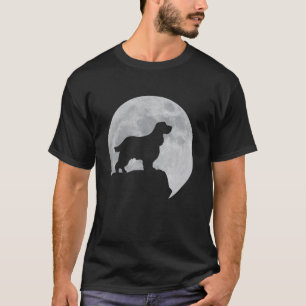 Maan en hond Silhouet Engelse Springer Spaniël T-shirt