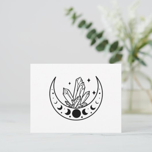 maan en kristal briefkaart (Staand voorkant)