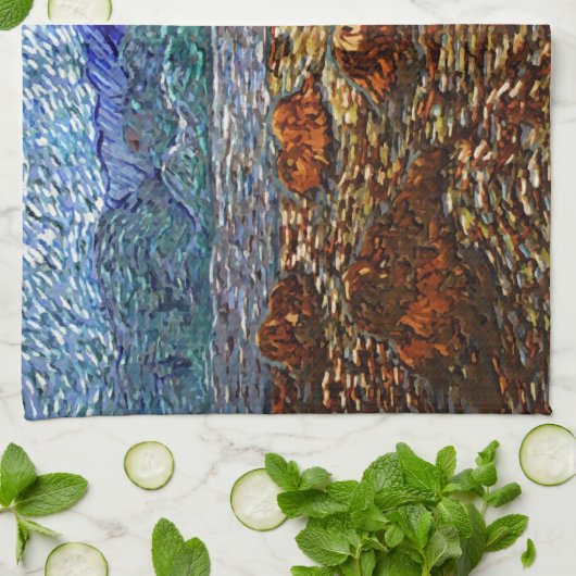 Maan en landschap theedoek (Gevouwen)