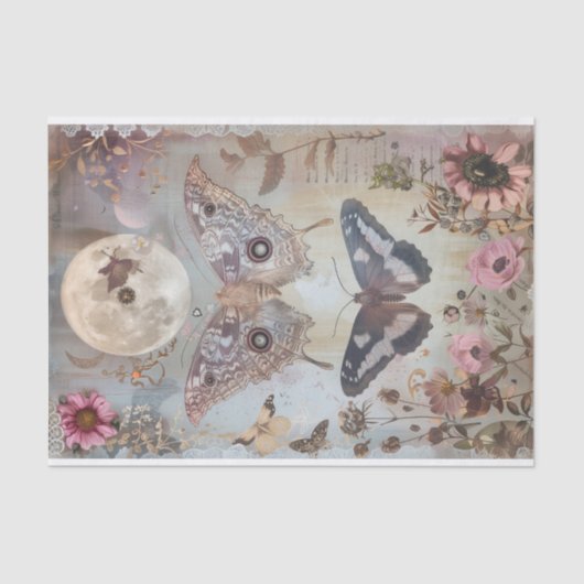 MAAN EN MOT DECOUPAGE VLOEIPAPIER TISSUEPAPIER (Voorkant)