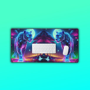 Maan en Panther Holografisch Neon Kleurrijk   Bureaumat