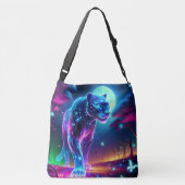 Maan en Panther Holografisch Neon Kleurrijk | Crossbody Tas (Achterkant)