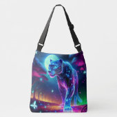 Maan en Panther Holografisch Neon Kleurrijk | Crossbody Tas (Voorkant)