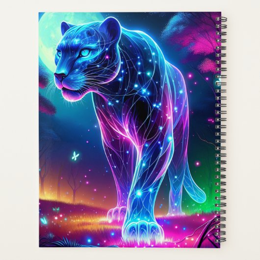 Maan en Panther Holografisch Neon Kleurrijk | Planner (Achterkant)