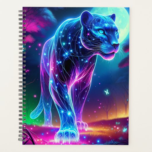 Maan en Panther Holografisch Neon Kleurrijk | Planner (Voorkant)