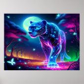 Maan en Panther Holografisch Neon Kleurrijk | Poster (Voorkant)