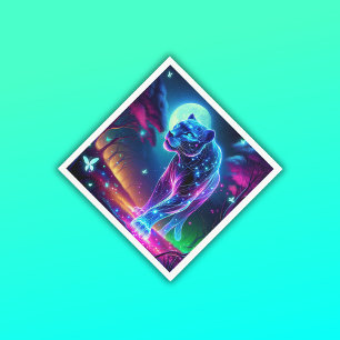 Maan en Panther Holografisch Neon Kleurrijk   Servet