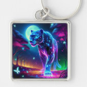 Maan en Panther Holografisch Neon Kleurrijk | Sleutelhanger (Voorkant)