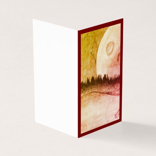 Maan en planeet - rood kaart (Buitenkant)