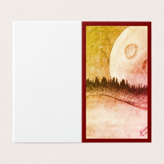 Maan en planeet - rood kaart (Buitenkant ongevouwen)