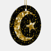 Maan- en Star-sparkly Gold Keramisch Ornament (Rechts)