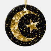 Maan- en Star-sparkly Gold Keramisch Ornament (Voorkant)