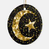 Maan- en Star-sparkly Gold Keramisch Ornament (Links)