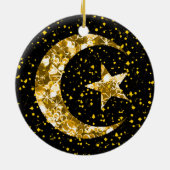 Maan- en Star-sparkly Gold Keramisch Ornament (Achterkant)