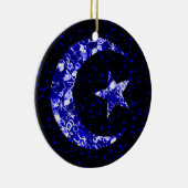 Maan en Star sterry spark blauw Keramisch Ornament (Rechts)