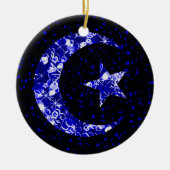 Maan en Star sterry spark blauw Keramisch Ornament (Voorkant)
