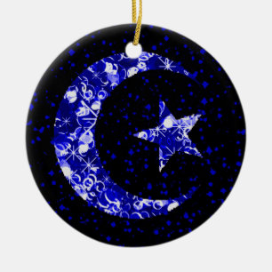 Maan en Star sterry spark blauw Keramisch Ornament