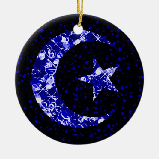 Maan en Star sterry spark blauw Keramisch Ornament (Voorkant)