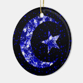 Maan en Star sterry spark blauw Keramisch Ornament (Links)