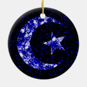 Maan en Star sterry spark blauw Keramisch Ornament (Achterkant)