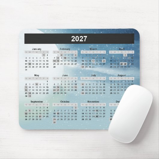Maan en Sterren 2027 Kalender Muismat (Met muis)