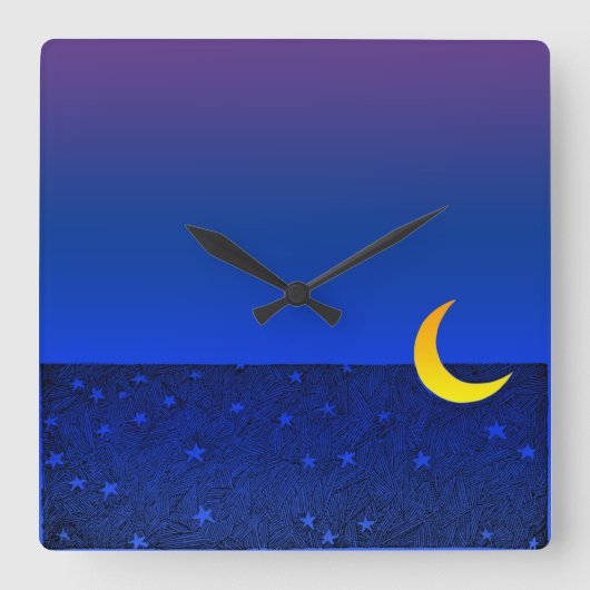 Maan en Sterren Avond Wandklok (Voorkant)