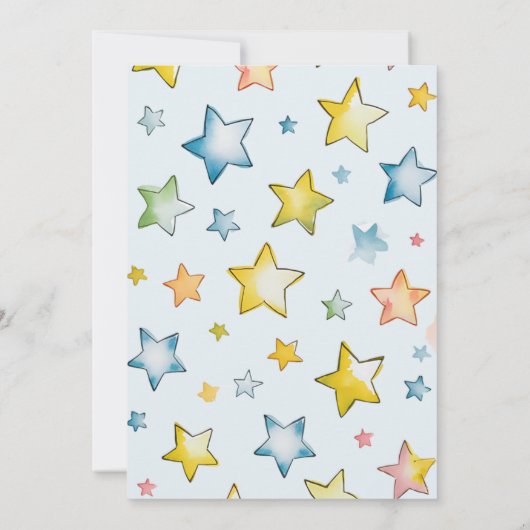 Maan en sterren Baby Boy Sip en See Uitnodiging (Achterkant)