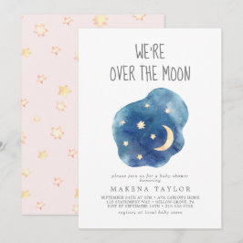 Maan en sterren Baby Meisje We're Over the Moon Kaart