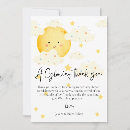 Maan en Sterren Baby Shower Foto Dankkaart  Kaart (Voorkant)