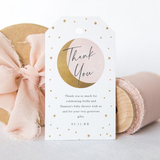 Maan en sterren babyshower bedankt cadeaulabel