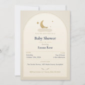 Maan en sterren babyshower uitnodiging, Crème verh (Voorkant)