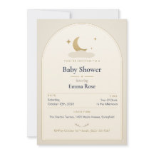 Maan en sterren babyshower uitnodiging, Crème verh
