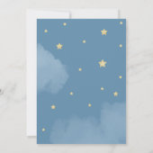 Maan en sterren blauw boven het Baby shower Kaart (Achterkant)